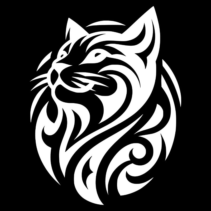 Tatouage de chat minimaliste avec des rayures