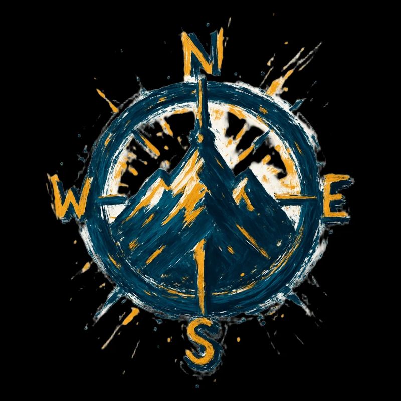 Compass on mountain background - skiing - hiker