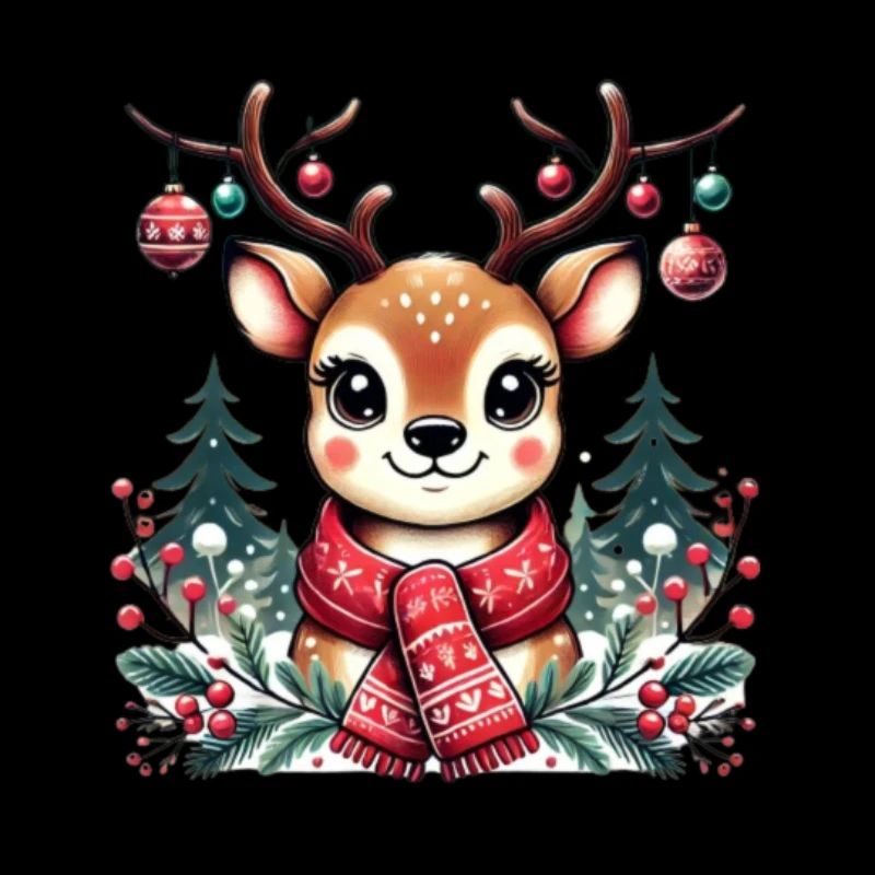 Renne avec écharpe – T-shirt de Noël festif