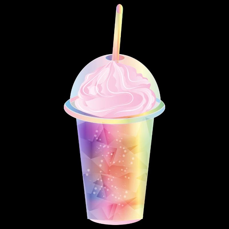 Pastel-coloured milkshake with cream topping