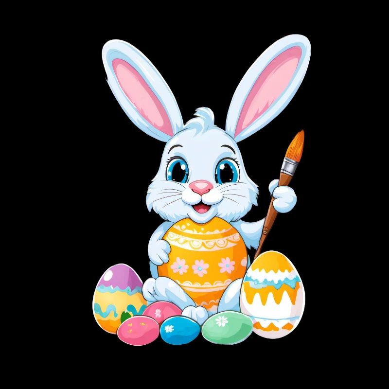 Lapin de Pâques avec des œufs de Pâques