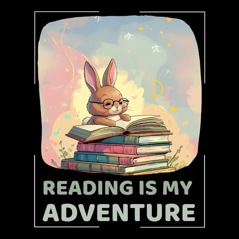 Lecture de lapin avec style aventure
