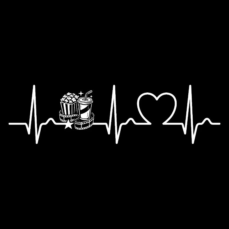 Popcorn & & Cinema, ECG Curve, Heart Line, Pulse