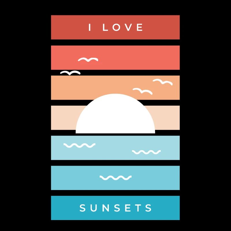 Citation de 'J’adore les couchers de soleil' pour les amateurs de plage