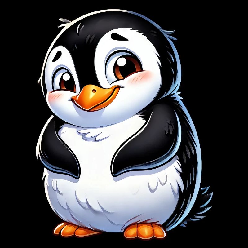 Cute shy cartoon penguin