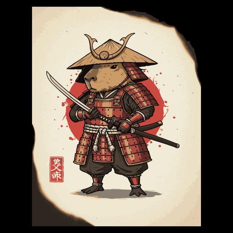 Anthropomorphe Ratten-Samurai in Rüstung