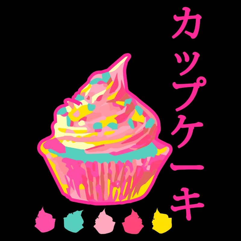 Kawaii Neon Rainbow Japan Cupcake