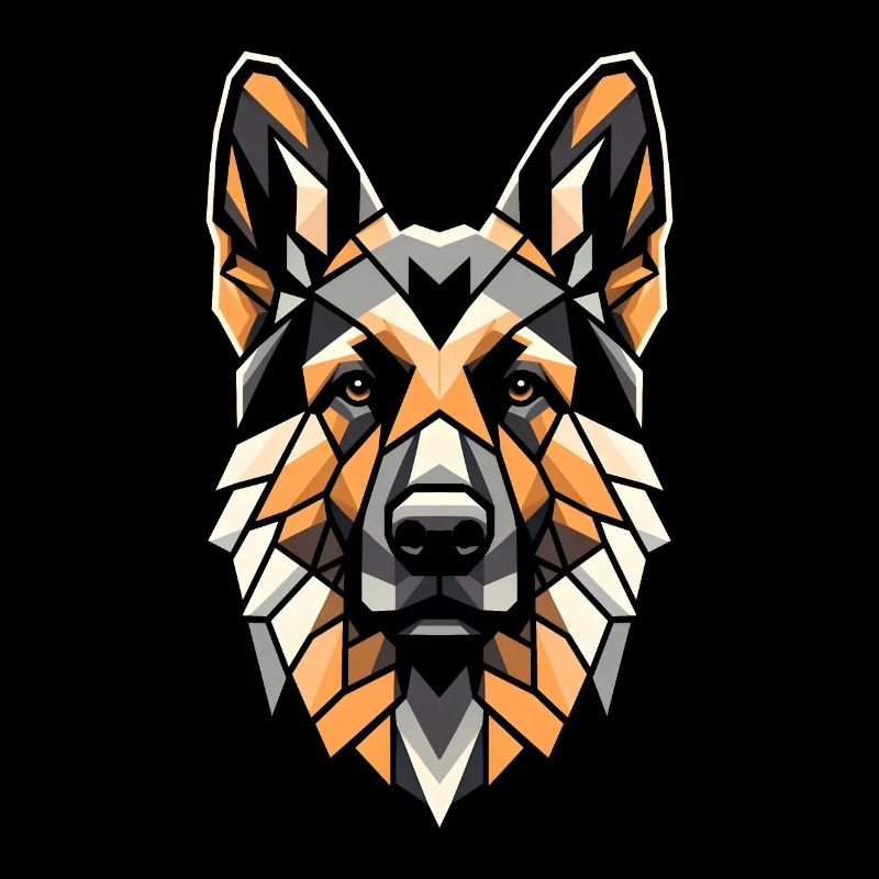 Deutscher Schäferhund Hundekopf Geometrie Polygon Kunst