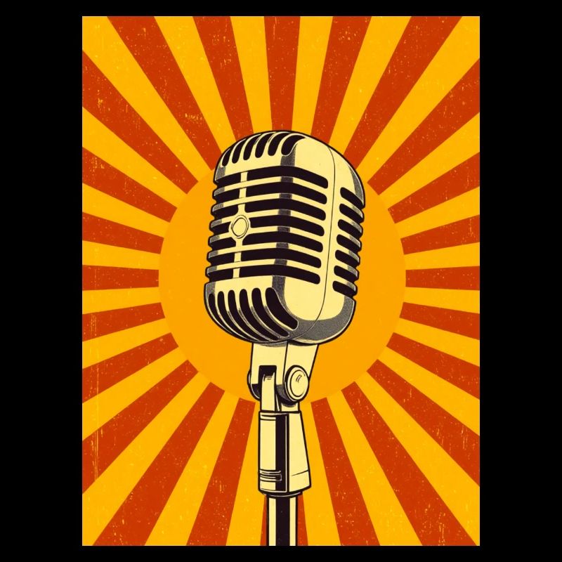 Microphone rétro classique rayonnant d’âme