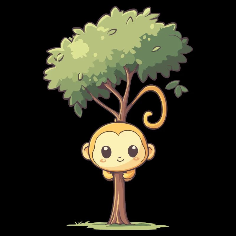Monkey hanging from the tree - cute monkey design