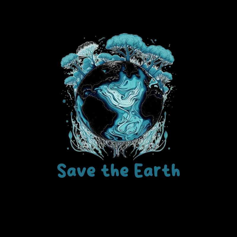 Gardien de la Terre : Globe et arbres turquoise