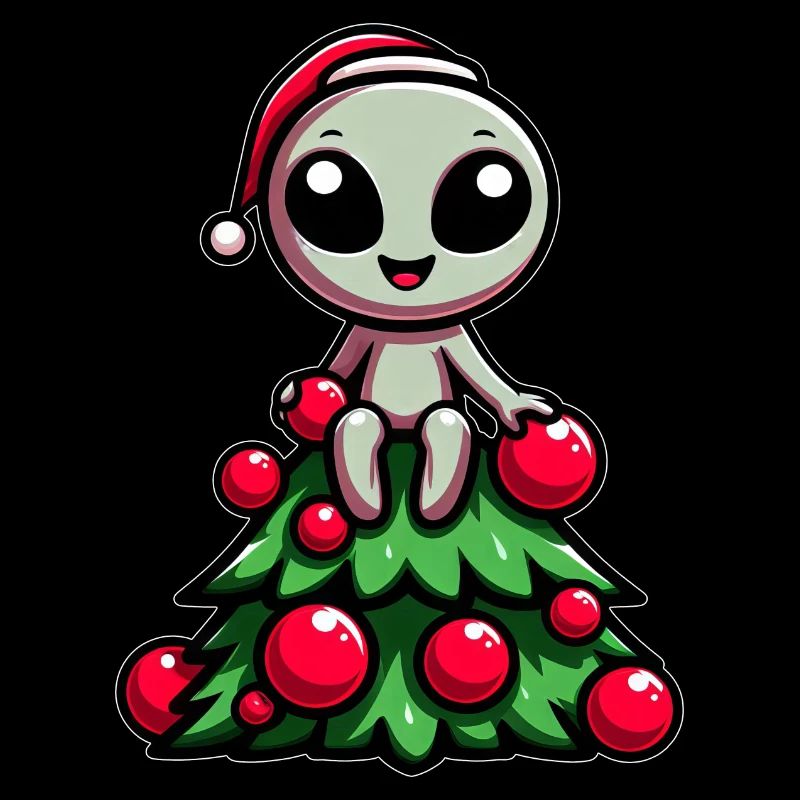 Funny Alien Christmas Tree Whimsical