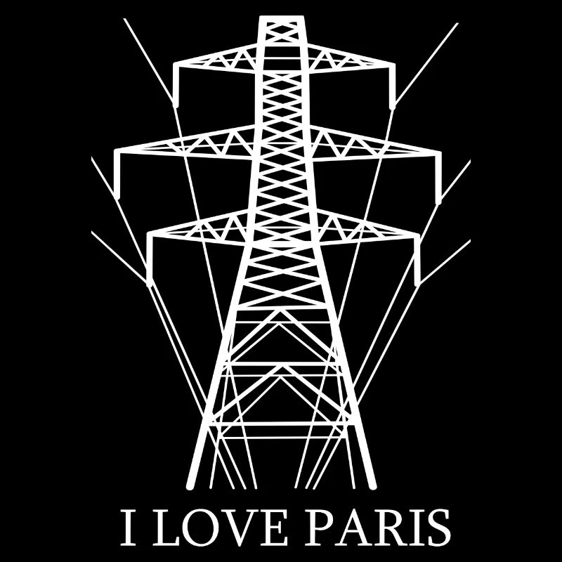 Ironisch Ich liebe Paris Eiffelturm als Strommast