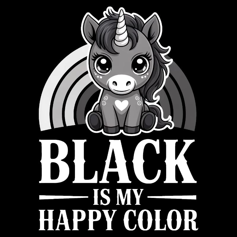 Le noir est ma licorne de couleur joyeuse