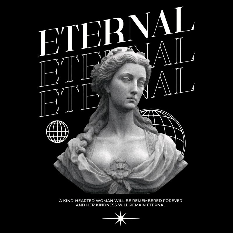Bonté éternelle : Statue, collage globe