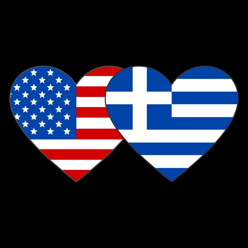 États-Unis, Grèce, Drapeau, Coeur