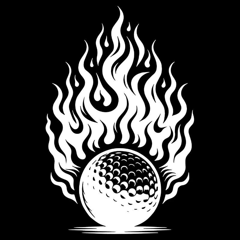 Golf Ball Tee in Fiery Flame Style