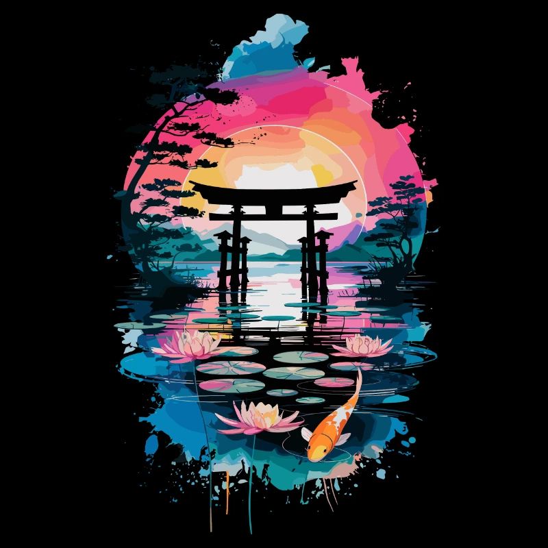 Kirschblüte Japanisch Berg Flusslandschaft