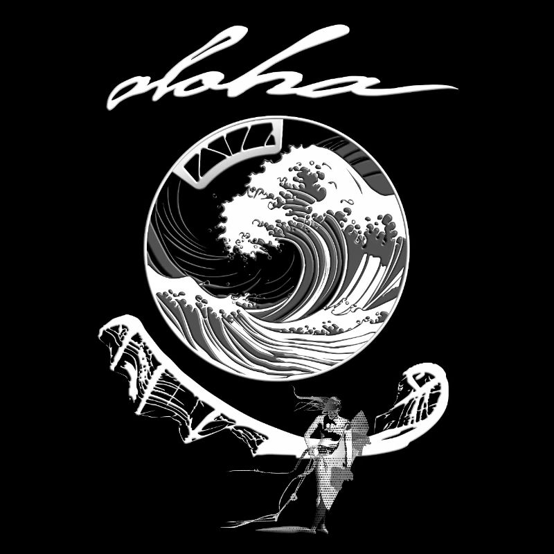 Aloha Wave Circle Surfer Motif