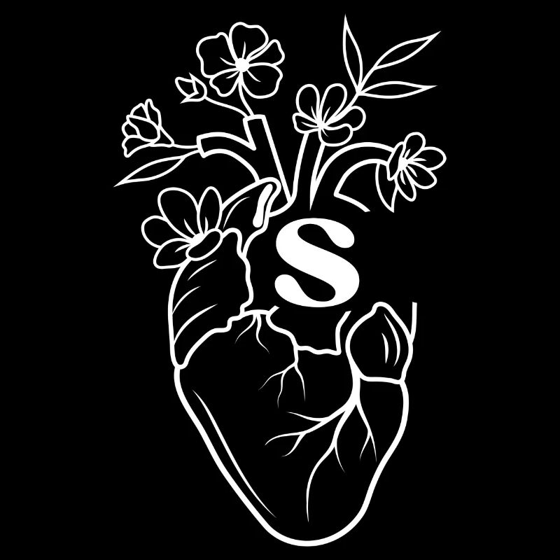 Buchstabe s Herz Weiße Blumen Anatomie