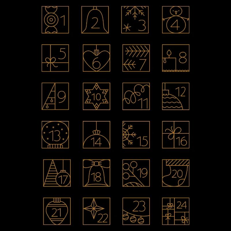 Advent Calendar Gold Checkered Geometric Pattern