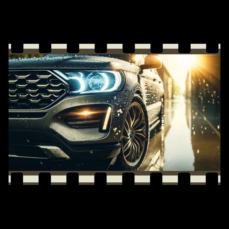 Elegance in detail – Modern car in a rainy environment