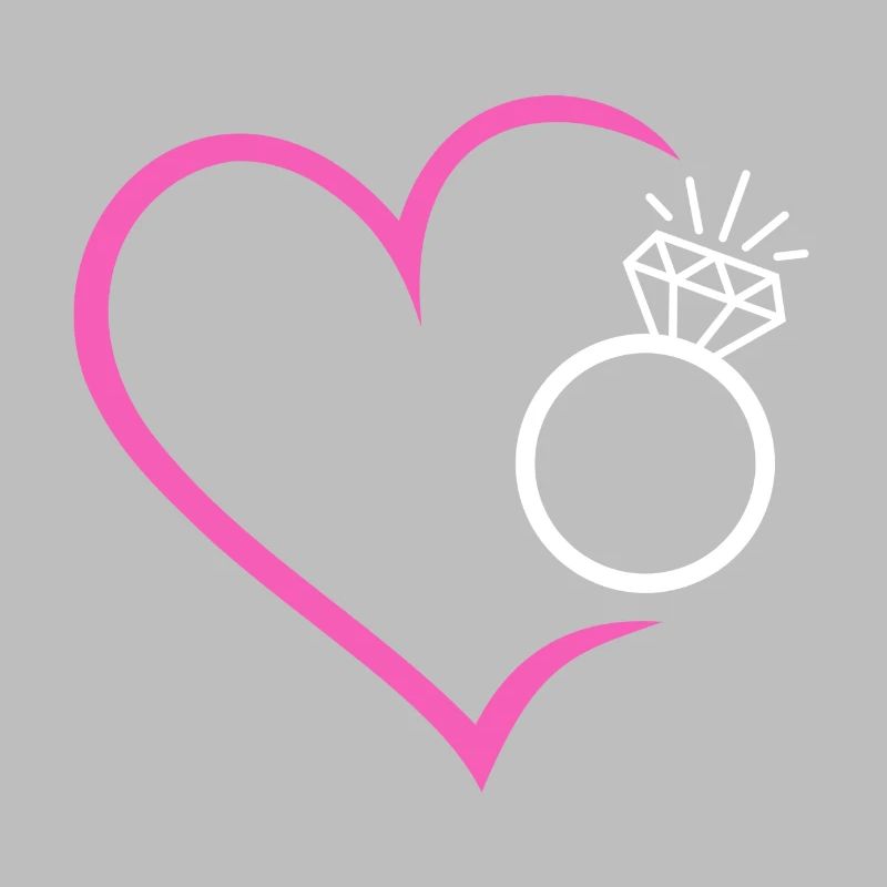 Heart with diamond ring, wedding ring, wedding ring, bride