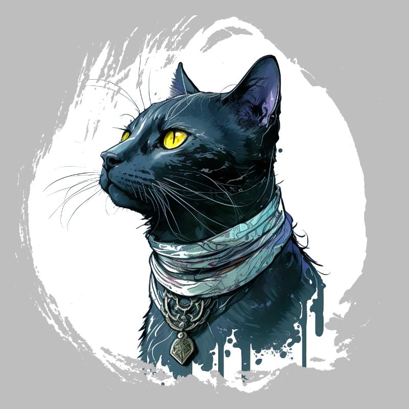 Chat noir avec éclaboussure