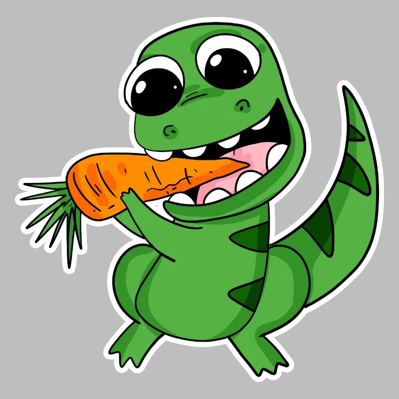 Dino eats carrot