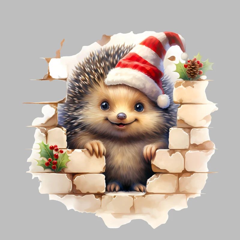Hérisson de Noël dans le mur