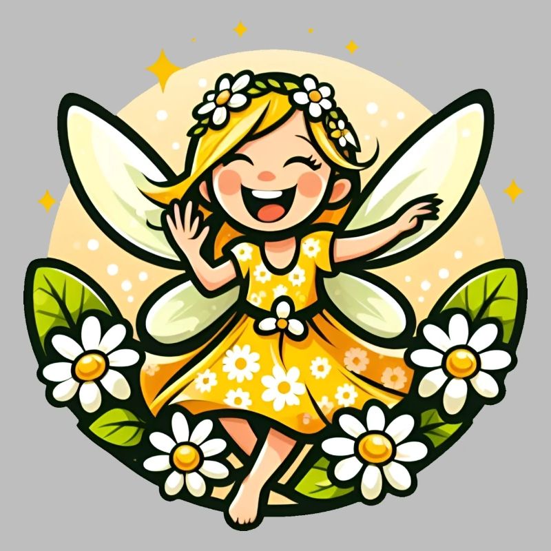Süße Fee Gänseblümchen Blumenmädchen Lächeln