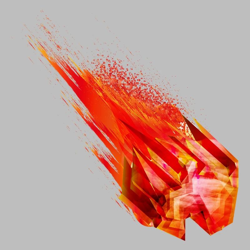 Glowing Asteroid with Fire Tail – Power Design