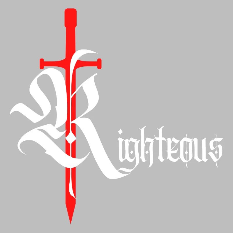 Gothique Righteous Design avec épée avec texte blanc