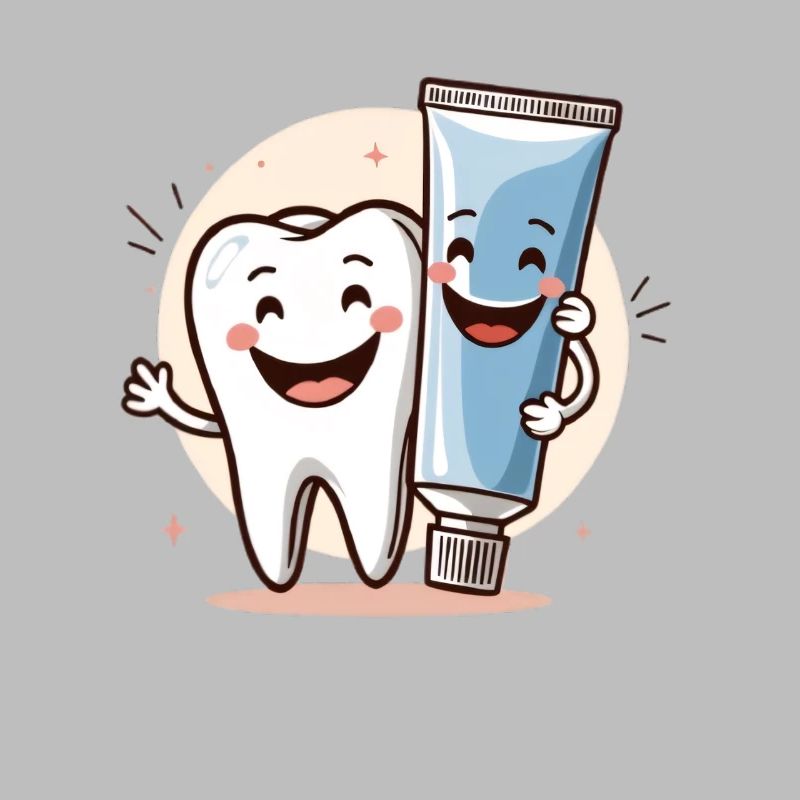 Smiling tooth with toothpaste