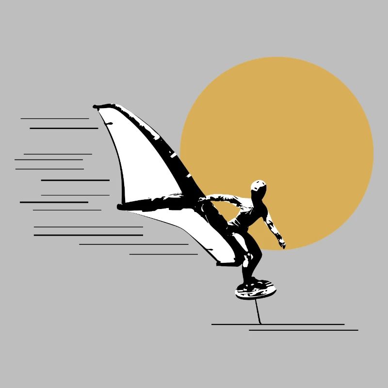 Wingfoiler devant le soleil