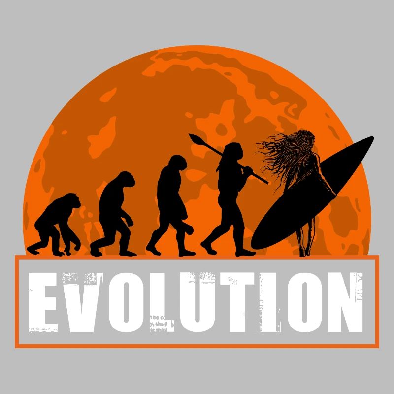 Évolution de la silhouette vintage du coucher de soleil surf