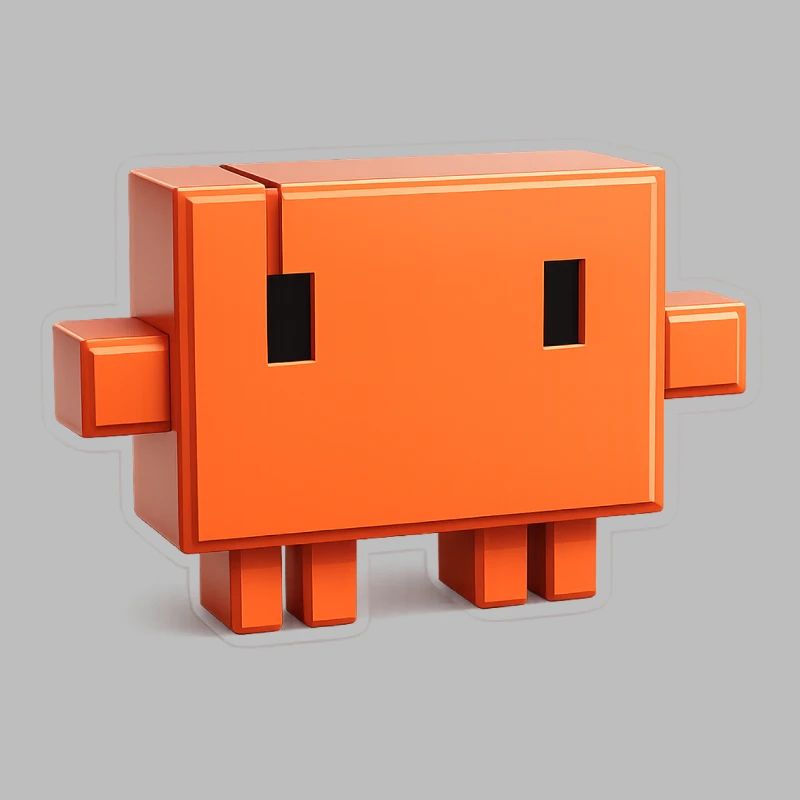 Claude Code Pixel 3D Mascot Cute Dev Sticker