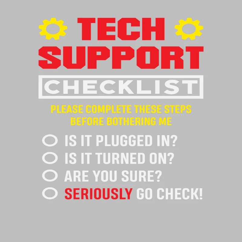 Tech Support Checklist Plug in IT Admin