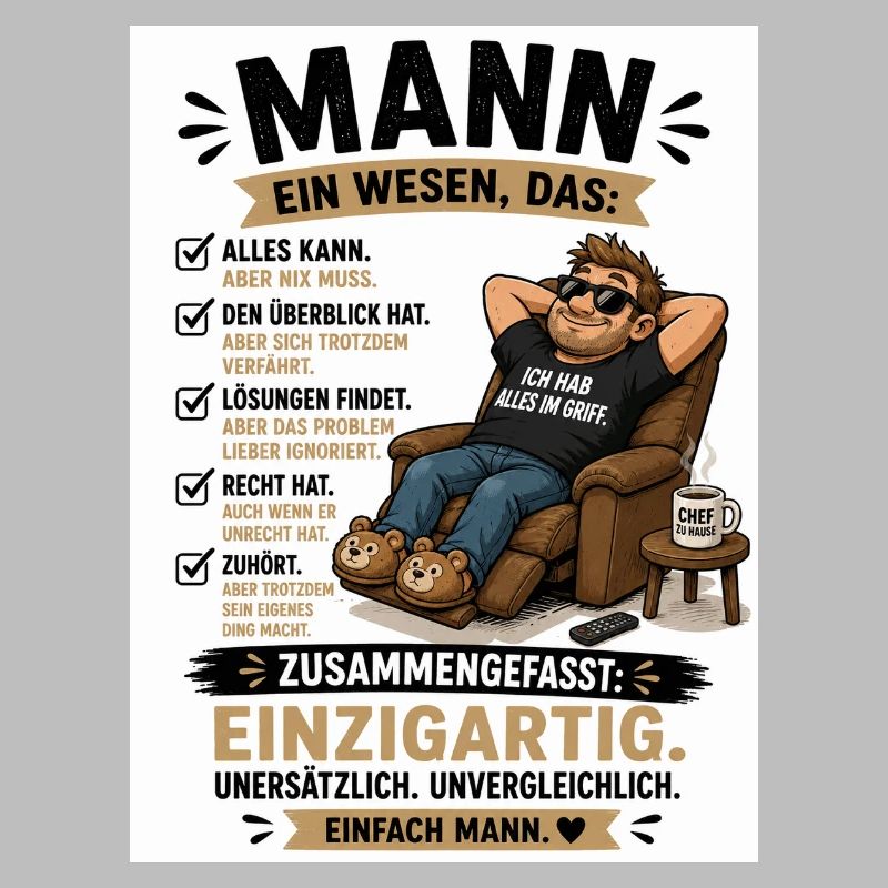 Mann: Einzigartig, unverwechselbar