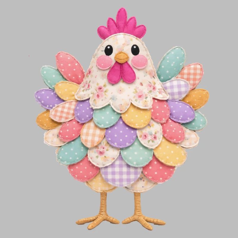 Poule Patchwork Mignonne Style Rustique