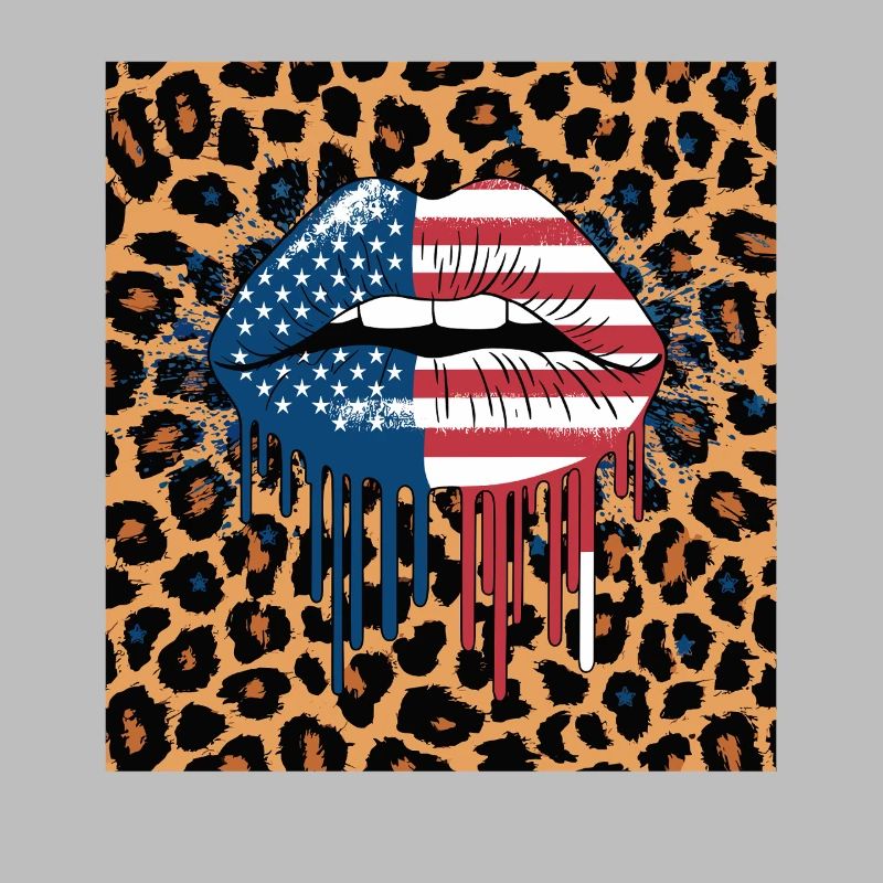 Leopard Lips with USA Flag