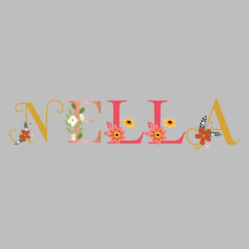 Le nom NELLA est décoré de fleurs