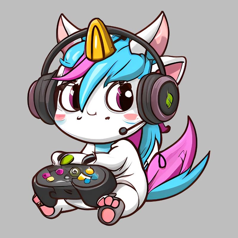 00234 süßes Einhorn mit Headset und Controller