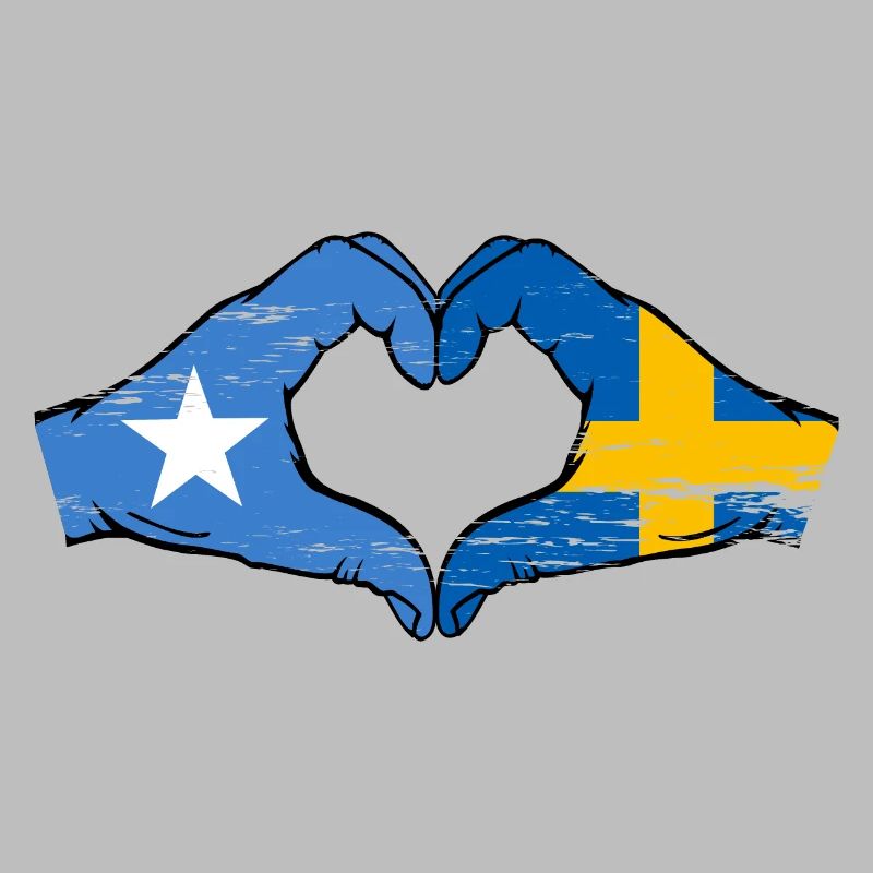 Somalie Suède drapeau mains forme de coeur utilisé