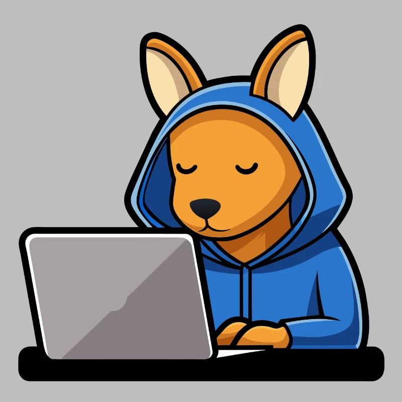 Mignon hacker kangourou en sweat à capuche devant PC