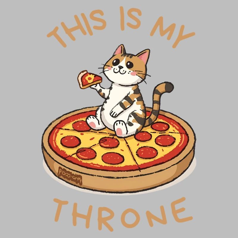 Chat de dessin animé sur pizza – C’est mon trône