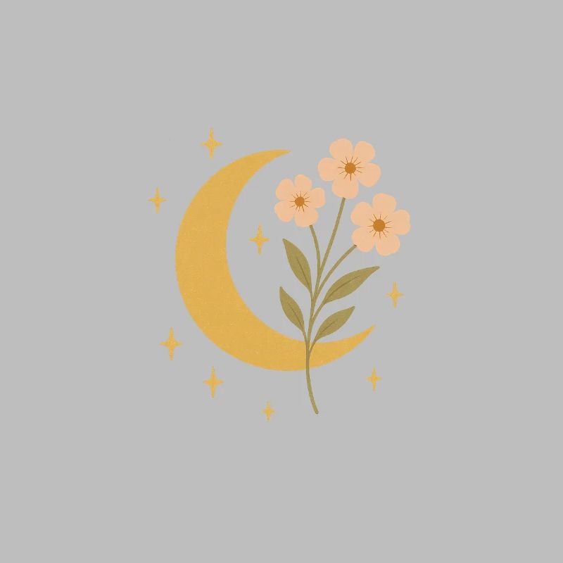 Conception d’illustration de lune et de fleurs