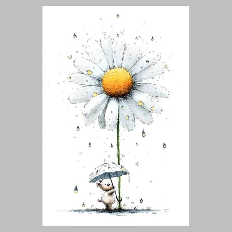 Gänseblümchen Bär mit Regenschirm