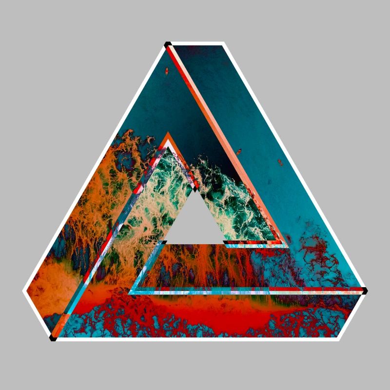 Penrose triangle optical illusion colored patterned