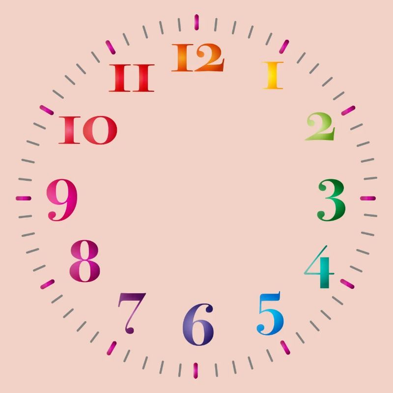 Dial with colored digits without clock hands